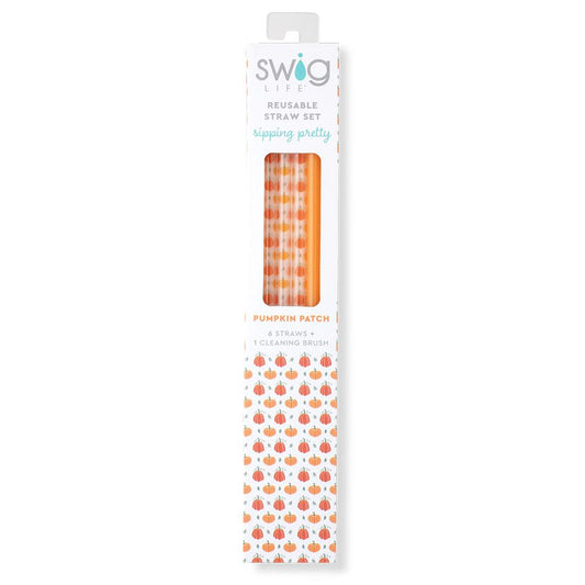 Swig Pumpkins + Orange Reusable Straw Set