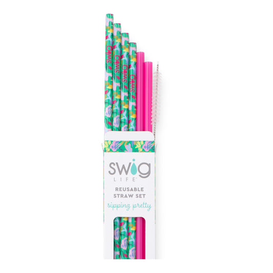 Swig Paradise + Hot Pink Reusable Straws