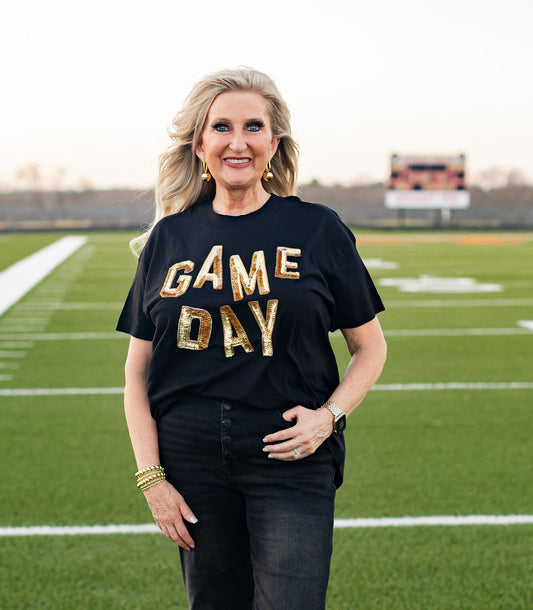 Gold Sequin Game Day Tee