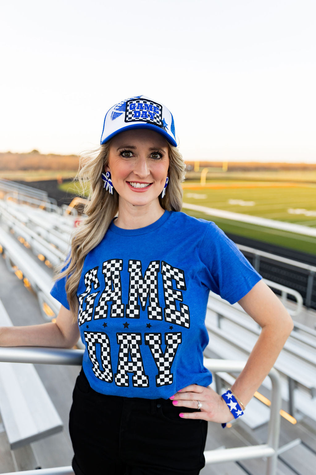 Blue Checkered Game Day Tee