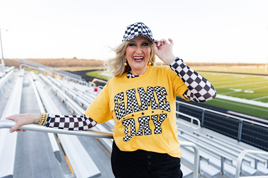 Yellow Checkered Game Day Tee