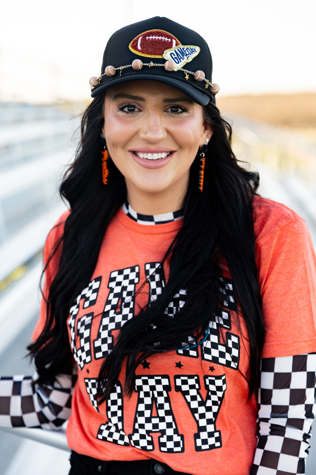 Orange Checkered Game Day Tee