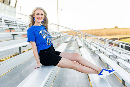 Blue Checkered Game Day Tee