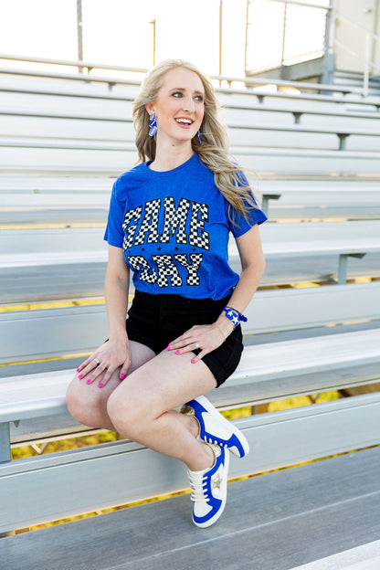 Blue Checkered Game Day Tee