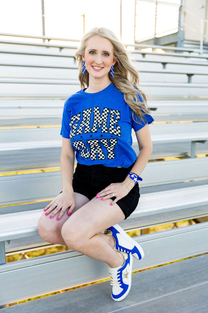 Blue Checkered Game Day Tee