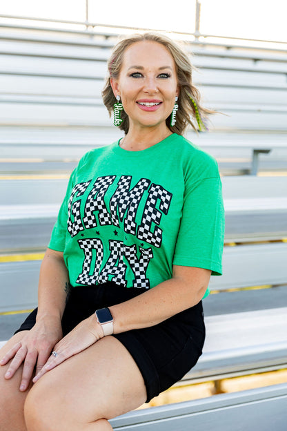 Green Checkered Game Day Tee