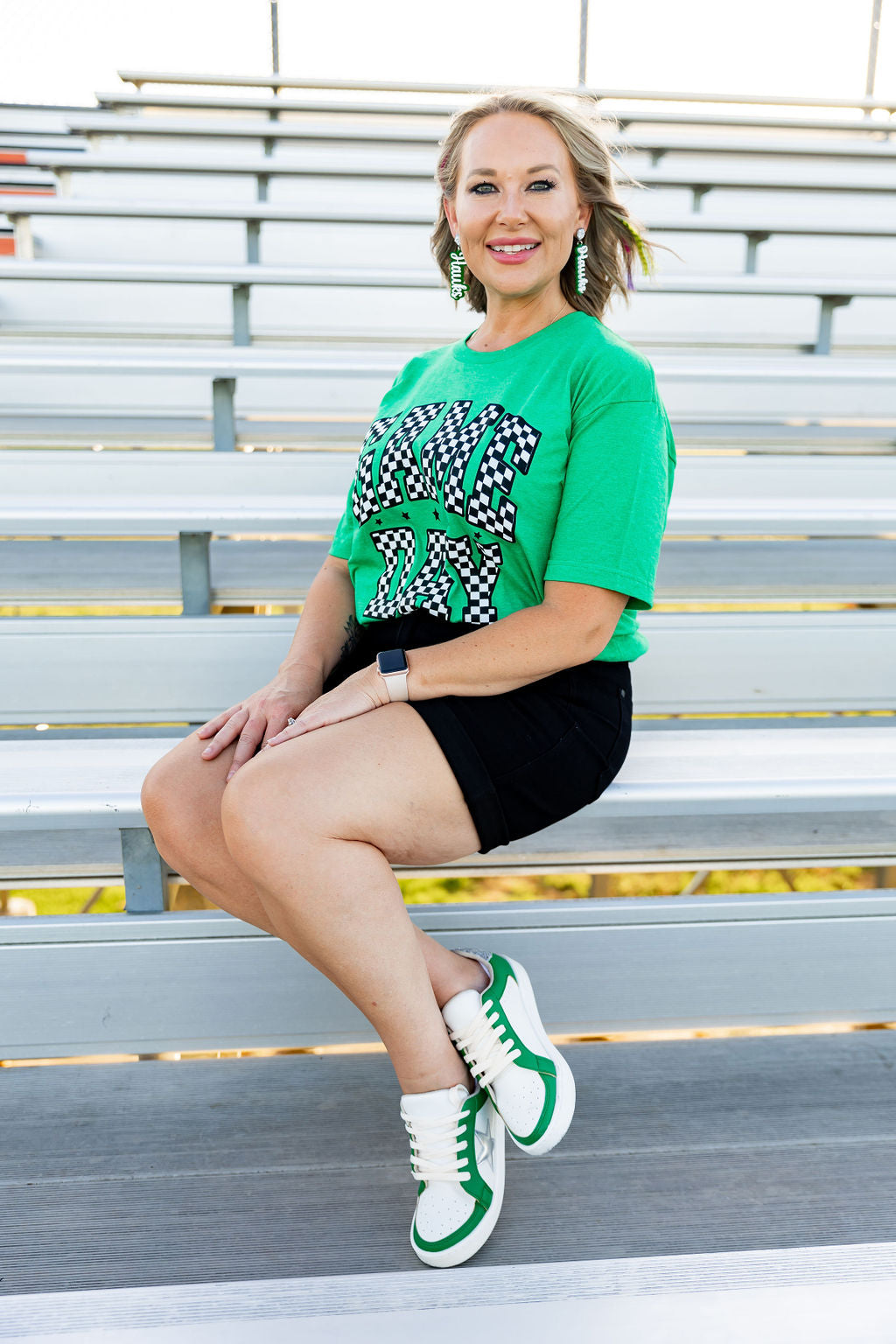 Green Checkered Game Day Tee