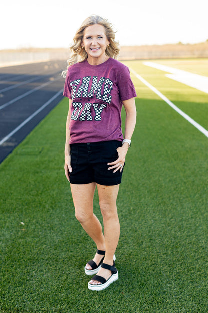 Maroon Checkered Game Day Tee