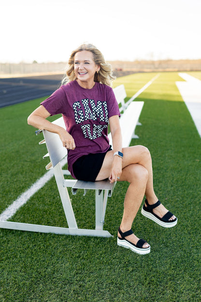 Maroon Checkered Game Day Tee