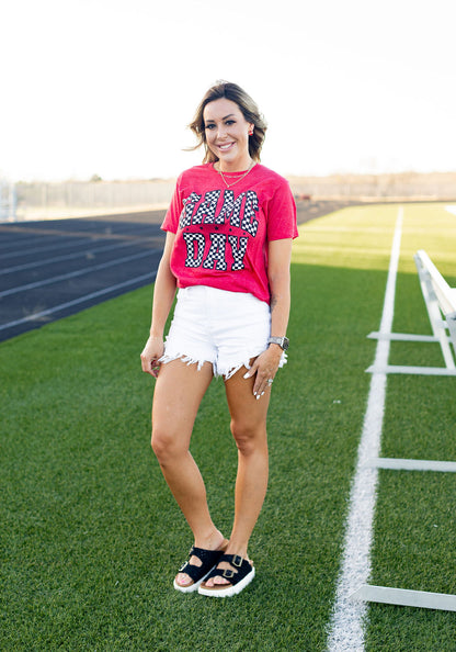 Red Checkered Game Day Tee