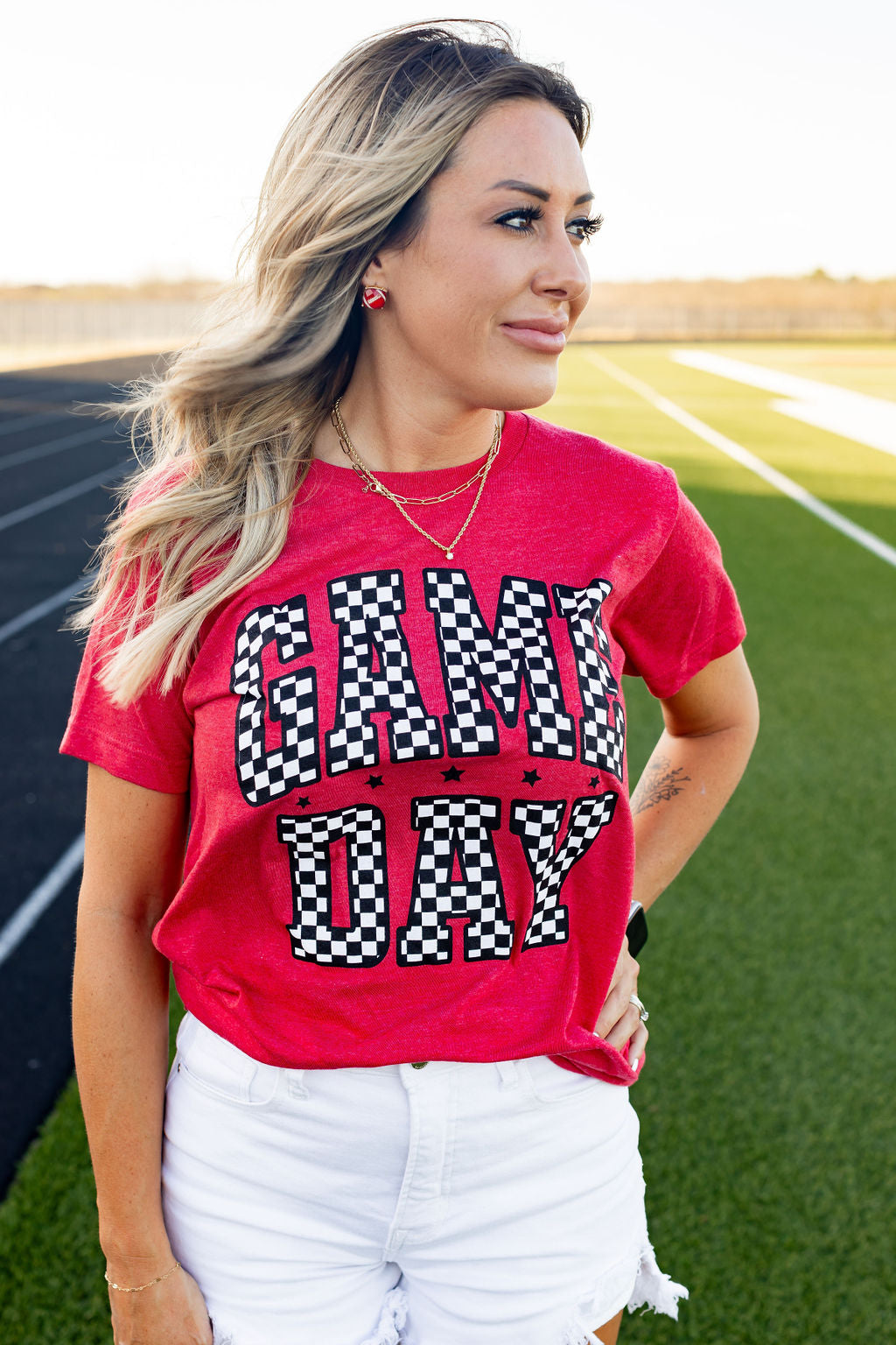 Red Checkered Game Day Tee