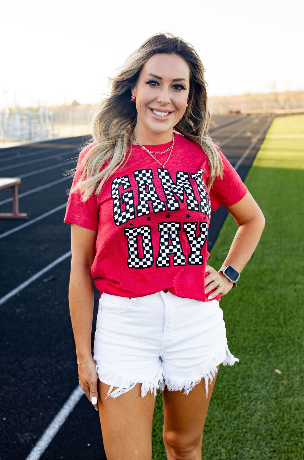 Red Checkered Game Day Tee