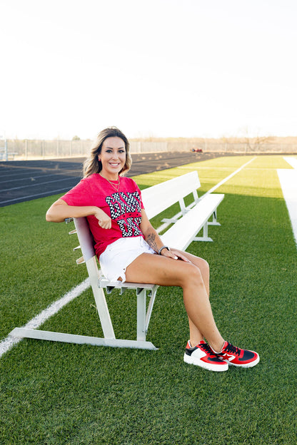 Red Checkered Game Day Tee