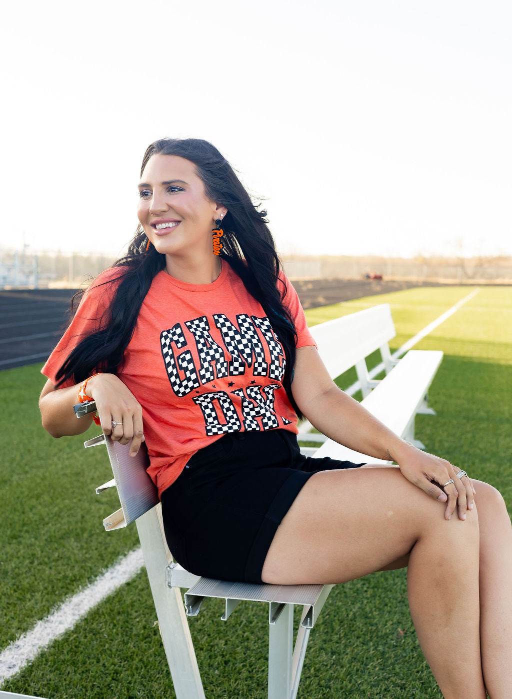 Orange Checkered Game Day Tee