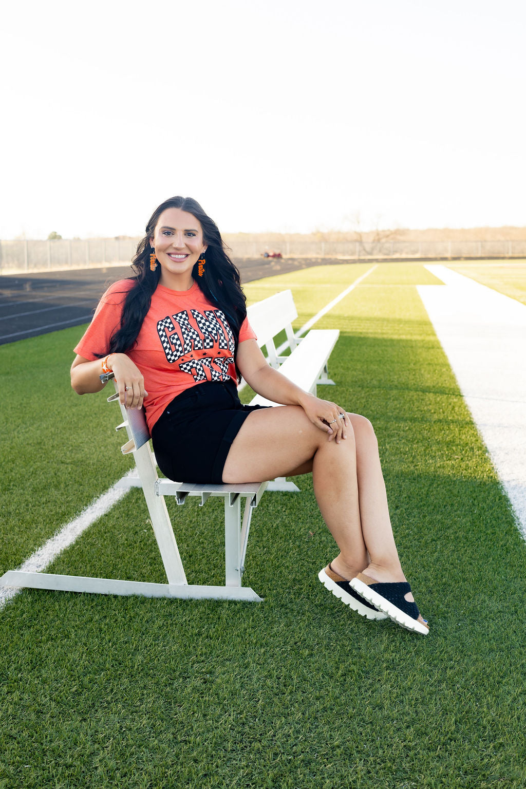 Orange Checkered Game Day Tee