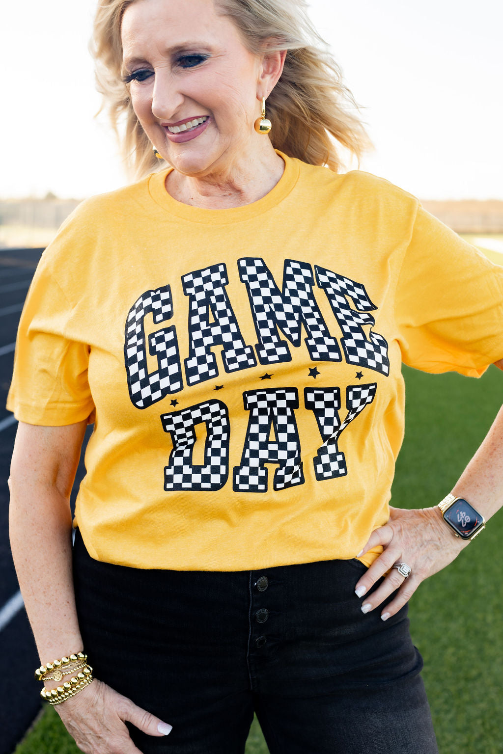 Yellow Checkered Game Day Tee