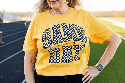 Yellow Checkered Game Day Tee