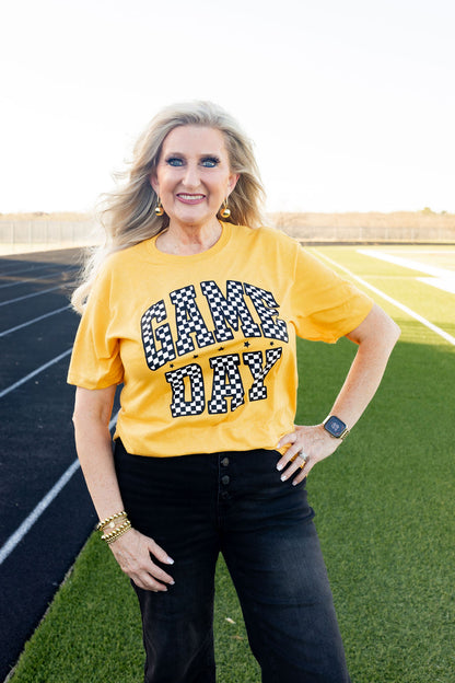 Yellow Checkered Game Day Tee