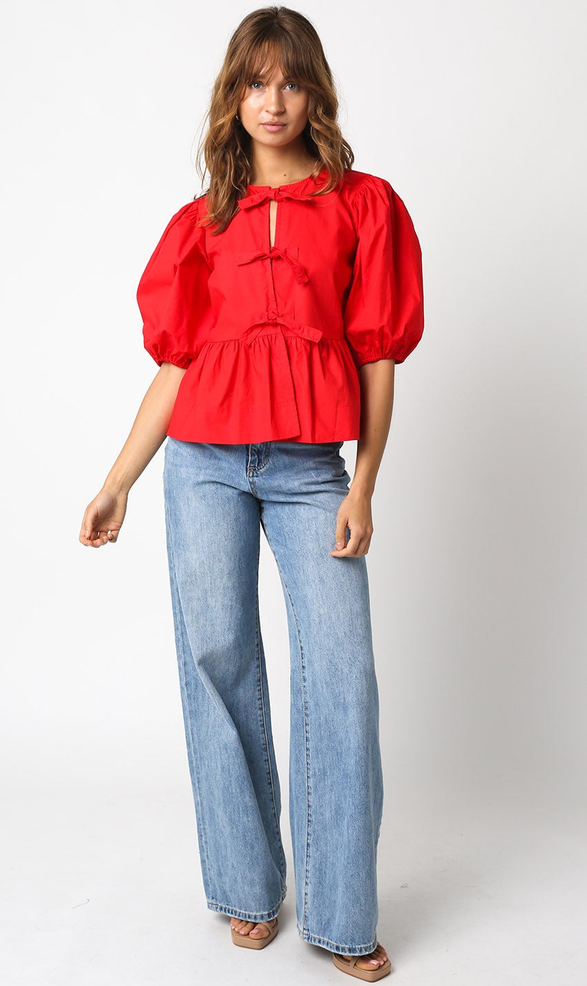 Alice Red Puff Sleeve Top