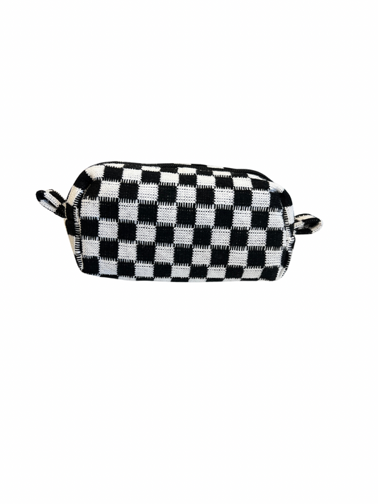 Black Checkered Makeup Bag