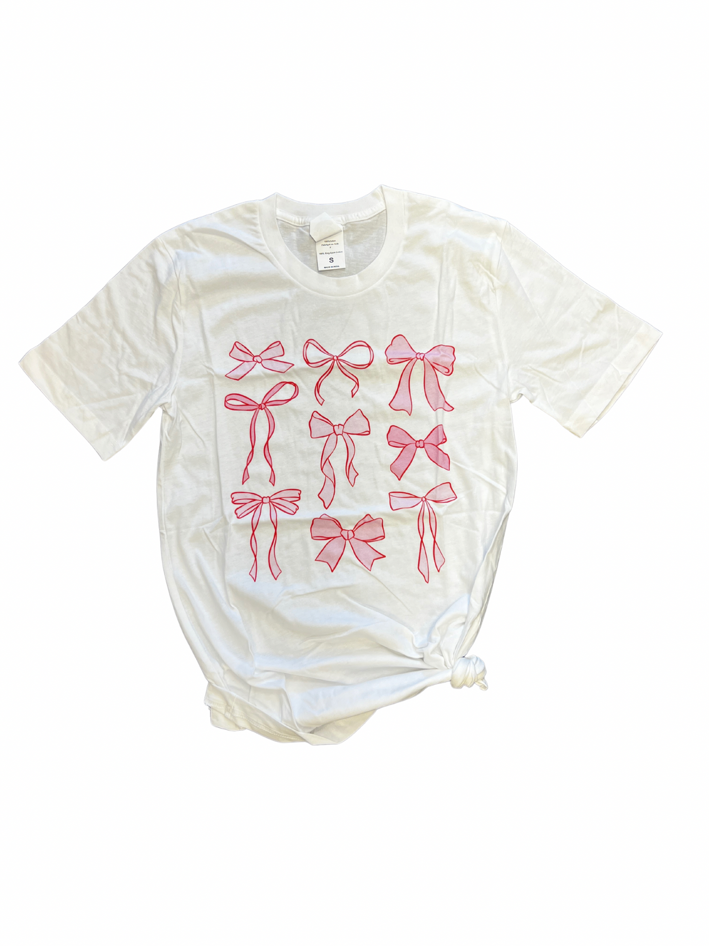 Pink Bows On White Tee