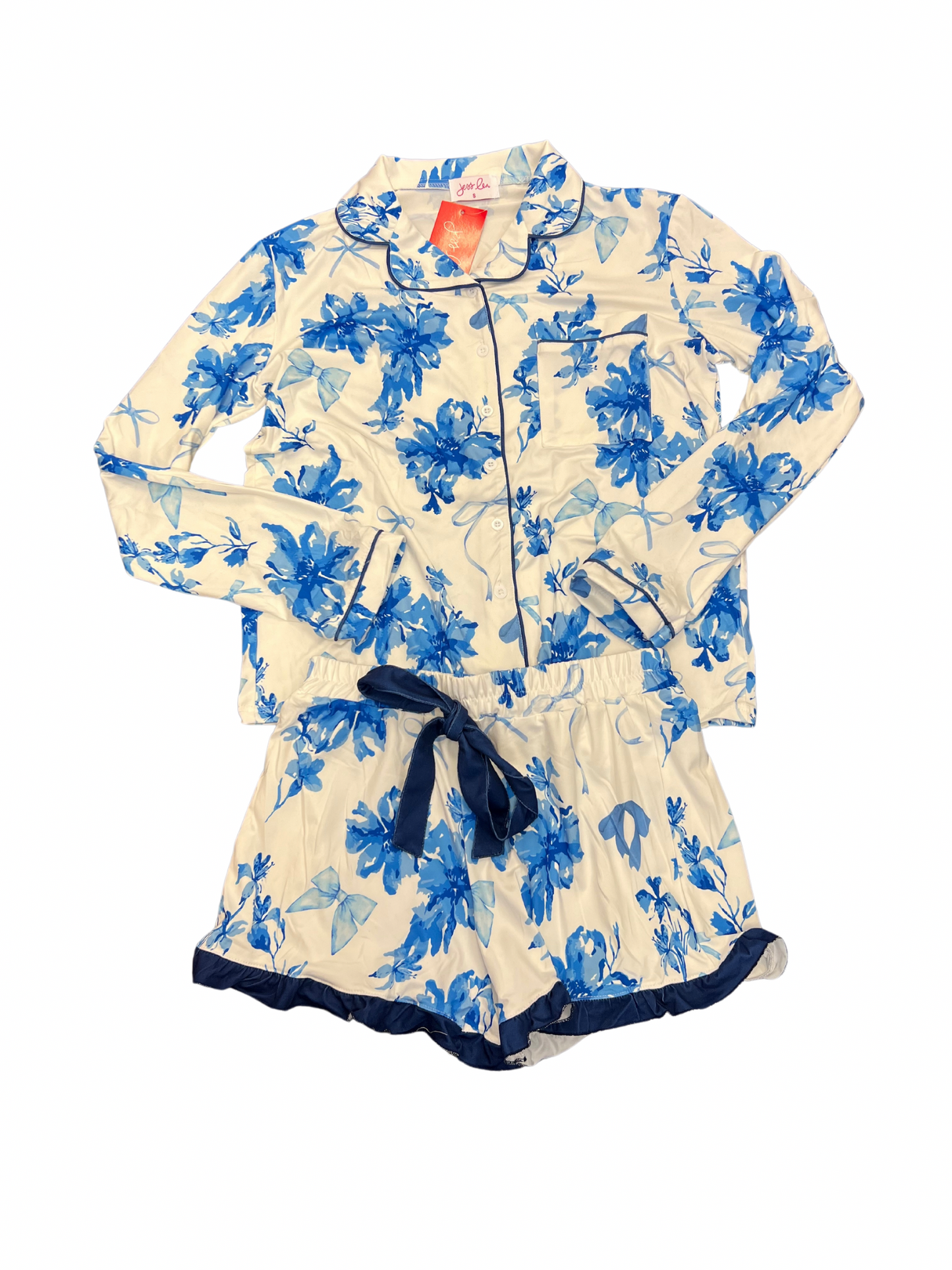 Blue Blossom Ruffle Pajama Set