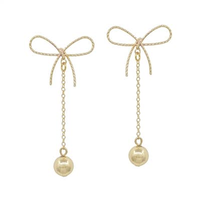 Gold Ribbon Drop Earrings