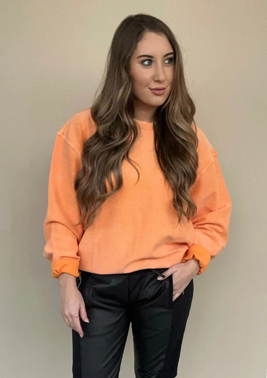 Apricot Crush Luxe Corded Sweatshirt