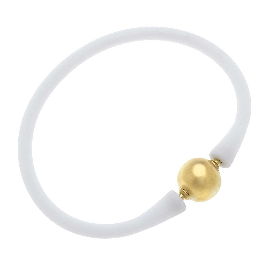 Bali 24K Gold Plated Ball Bracelet - White