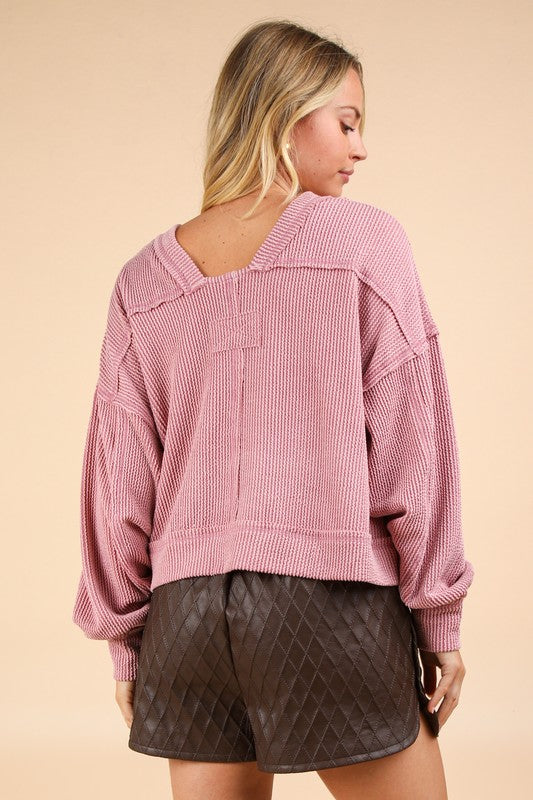 Blush Ribbed Top