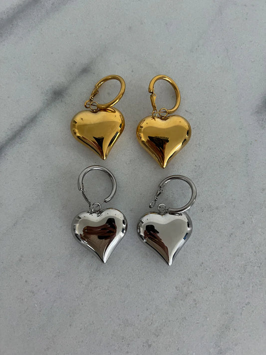 Gold Bubble Heart Earrings