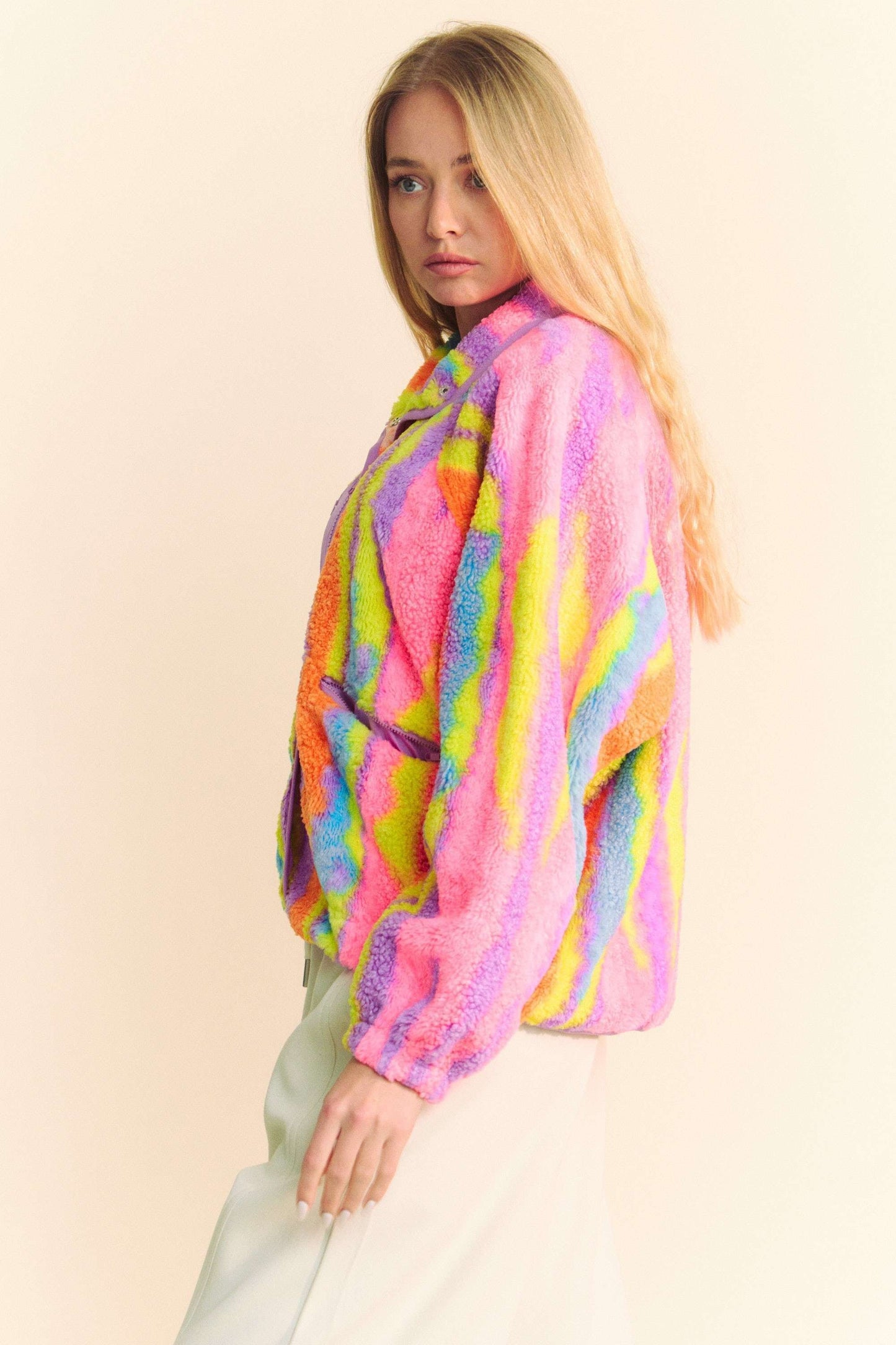 Neon Multi Fuzzy Jacket