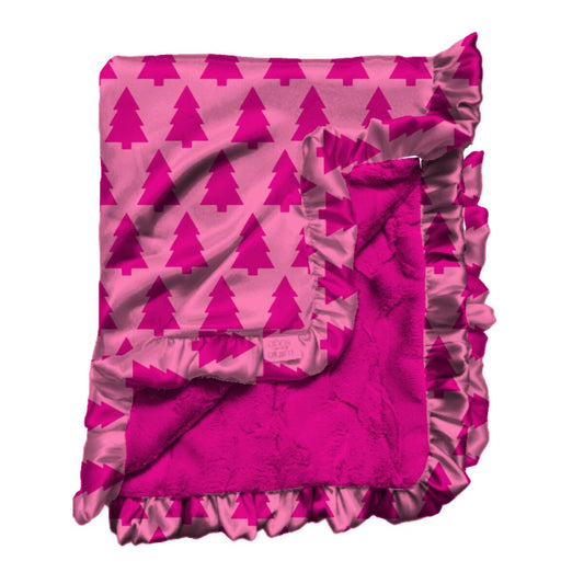 Dreaming Of Pink Christmas Satin Ruffle Blanket