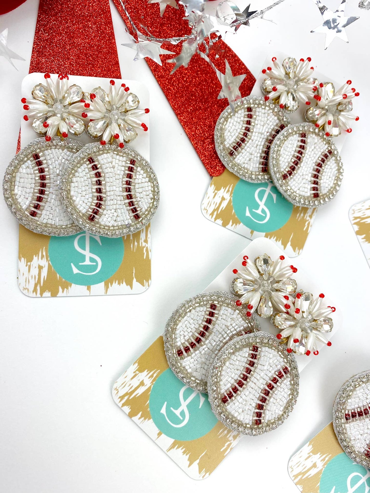 Beaded Baseball Earrings