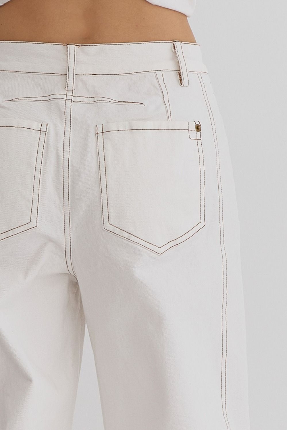 White Stitched Out Cropped Jeans