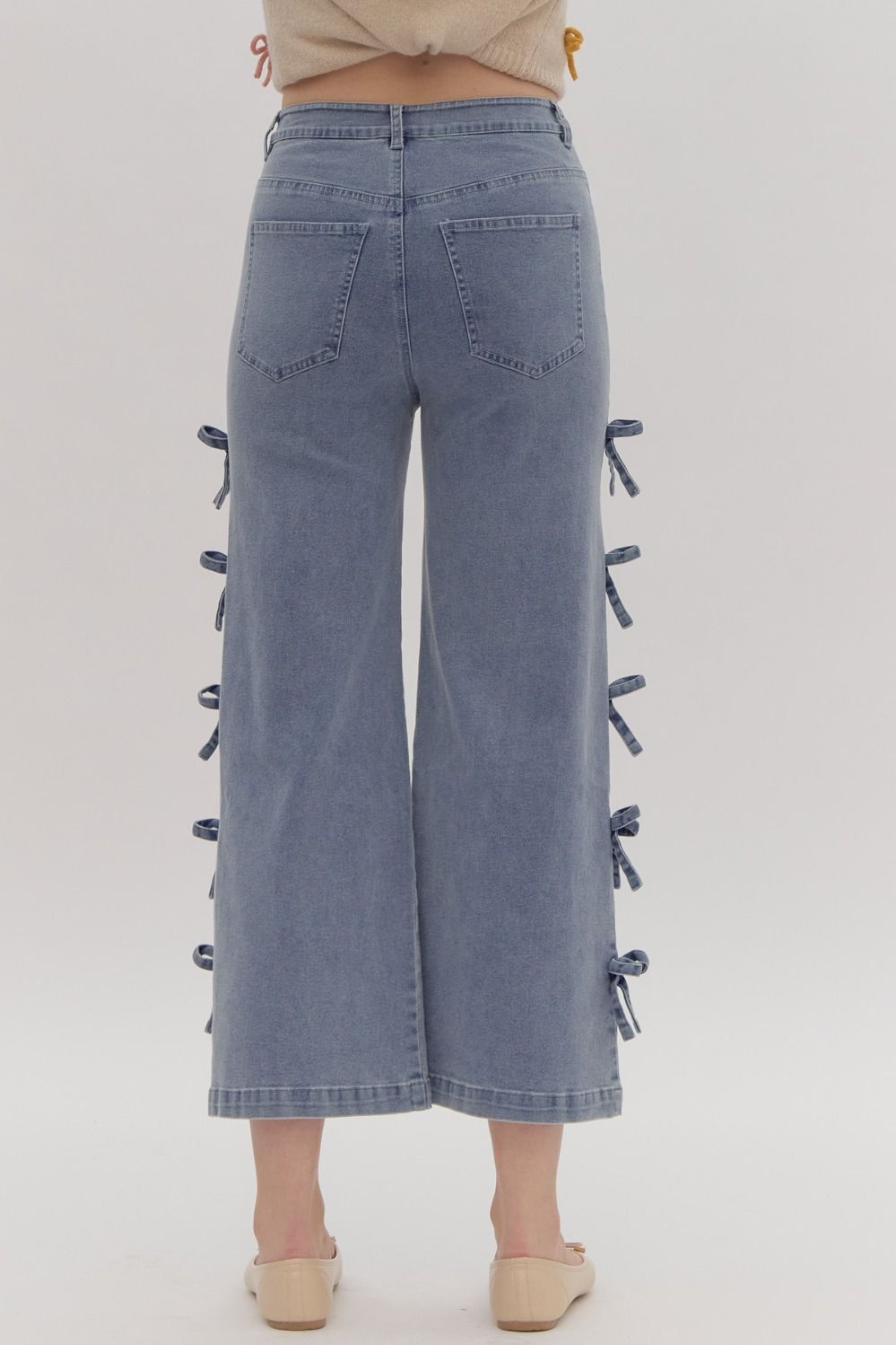 Cropped Denim Bow Jeans