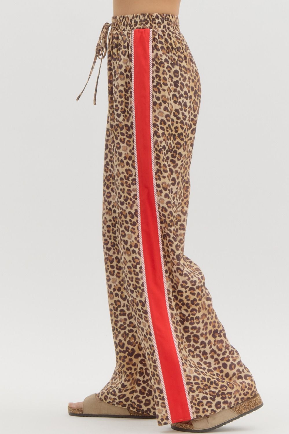 Red Trimmed Leopard Pants