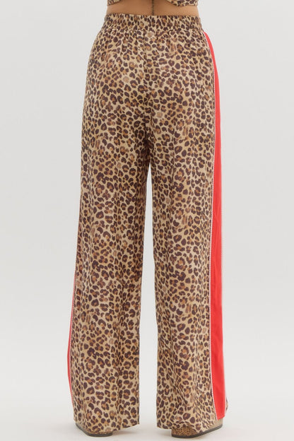 Red Trimmed Leopard Pants