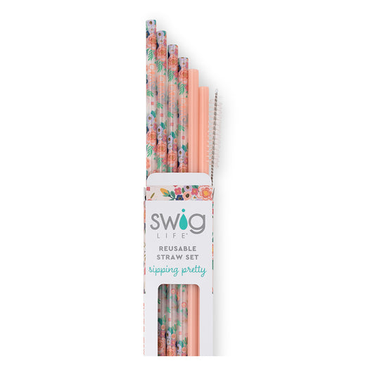 Swig Full Bloom + Coral Reusable Straws