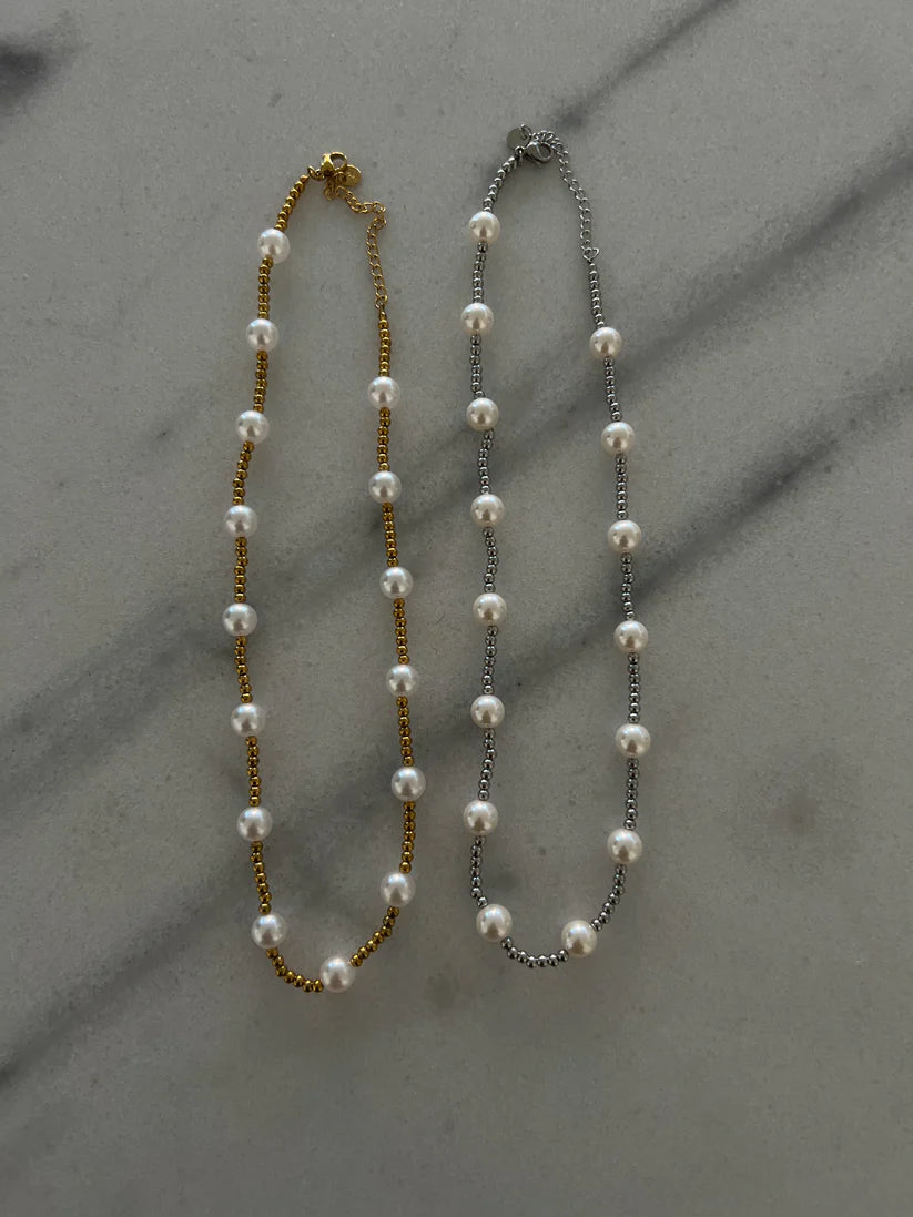 Pearl Gold Beaded Necklace