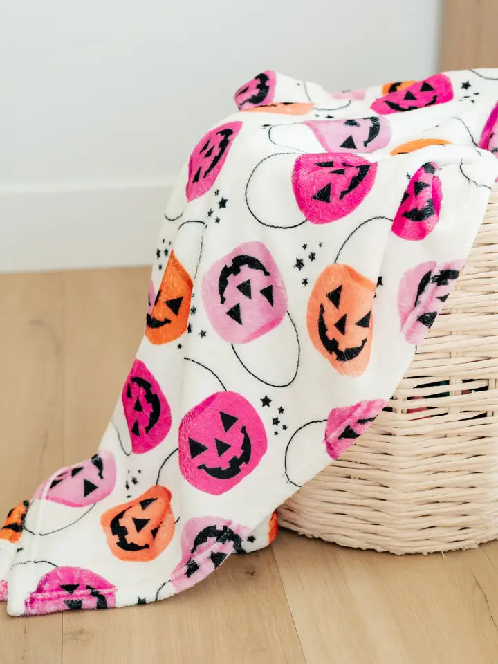 Halloween Fleece Blanket In Colorful Jacks