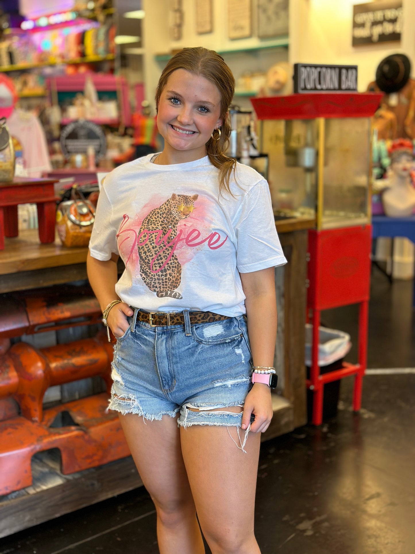 Boujee Pink Leopard Blinged Tee