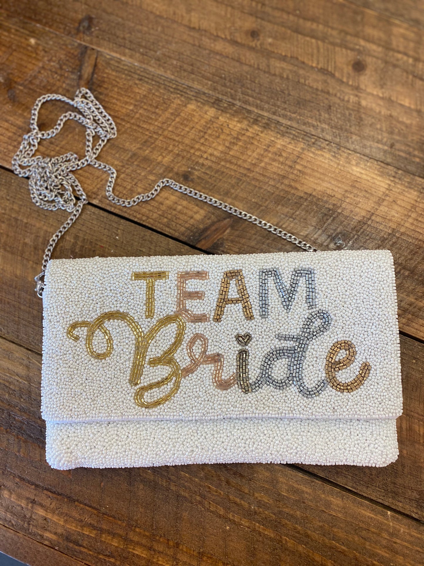 Team Bride Beaded Envelope Clutch