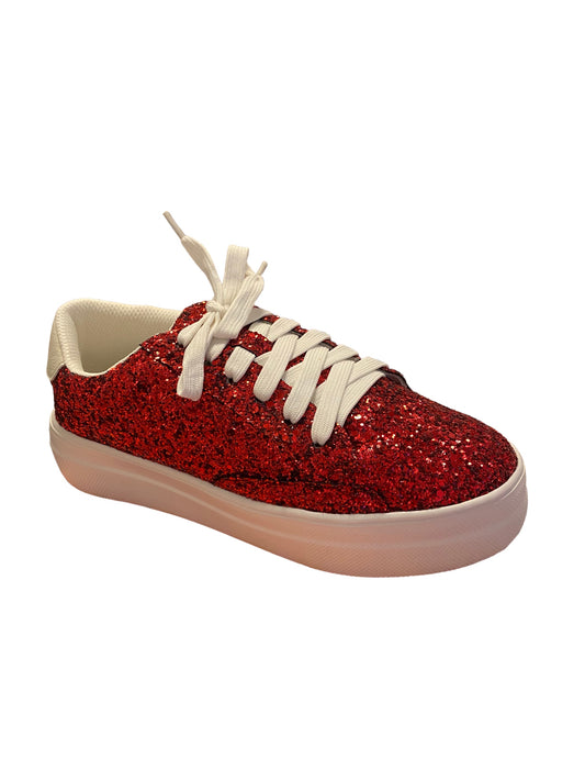 Glaring Red Glitter Shoes