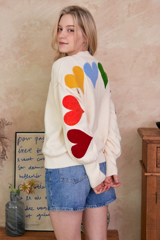 Rainbow Heart Patch Sweater