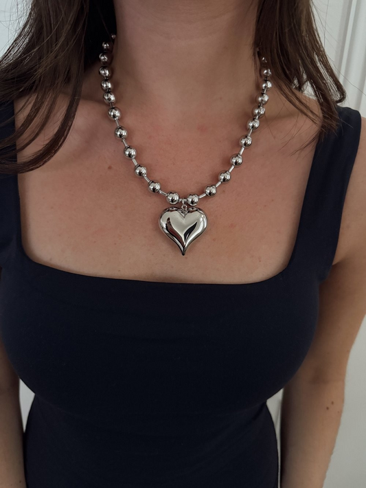 Silver Chunky Heart Necklace