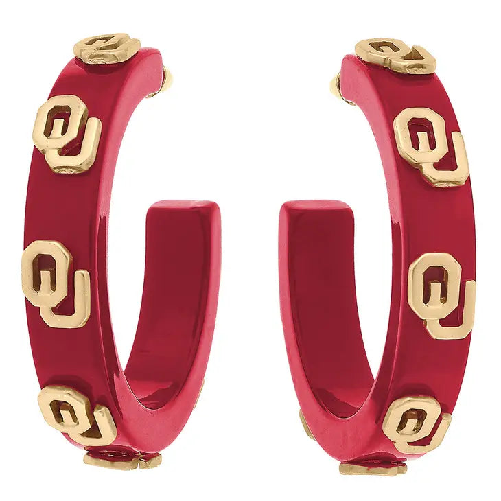 Oklahoma Sooners Resin Hoop Earrings