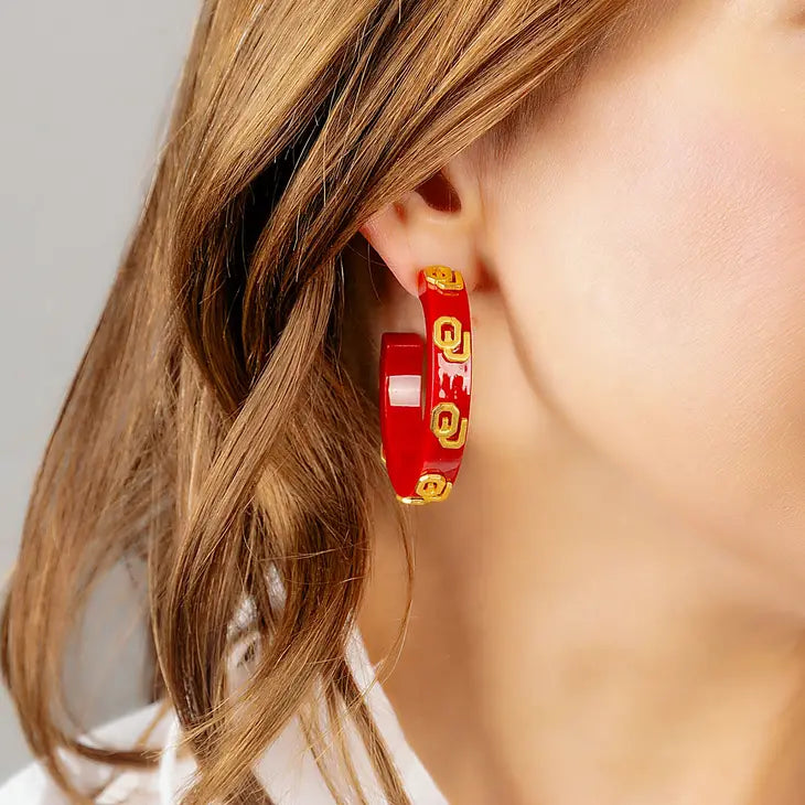 Oklahoma Sooners Resin Hoop Earrings