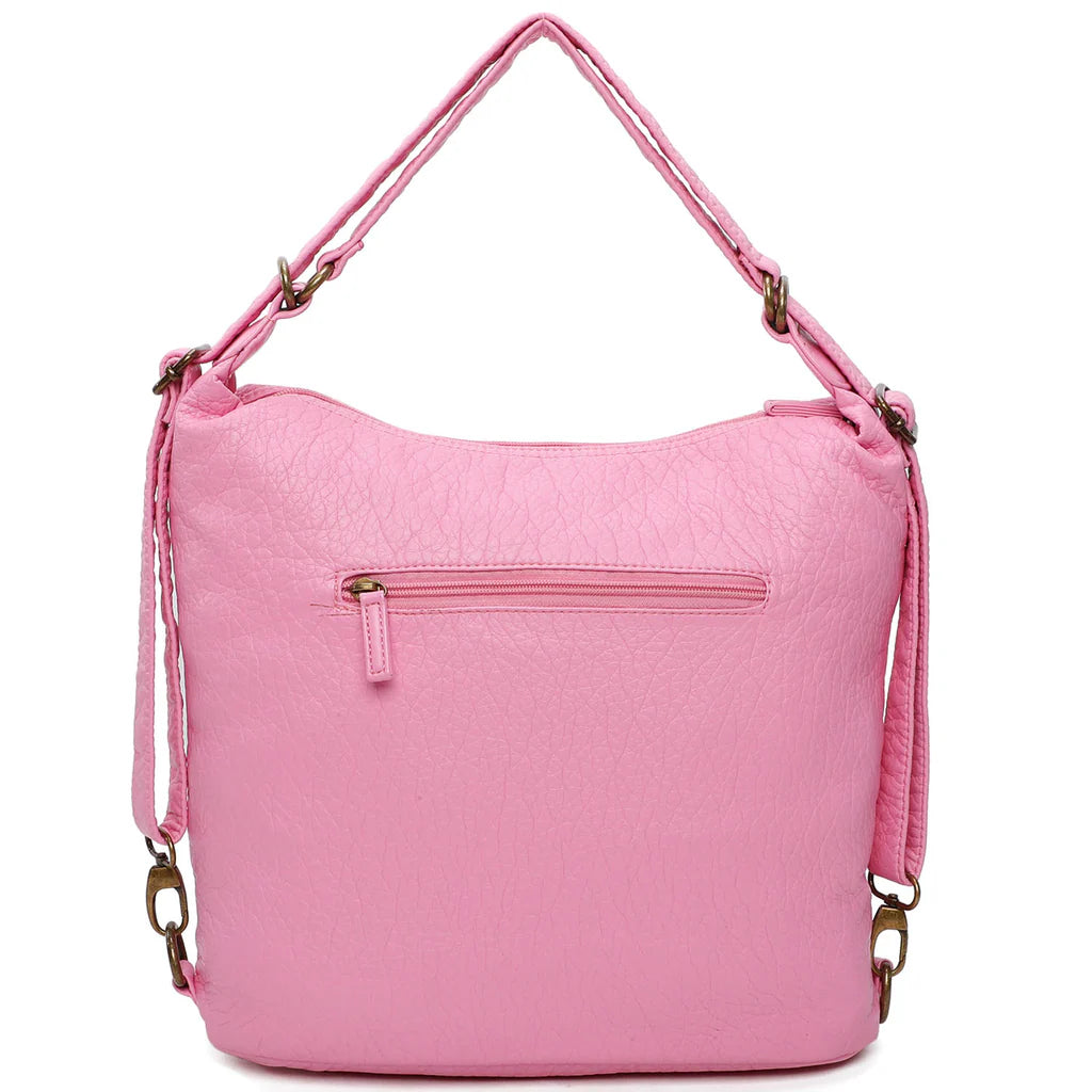 Convertible Crossbody Backpack - Bubble Gum Pink