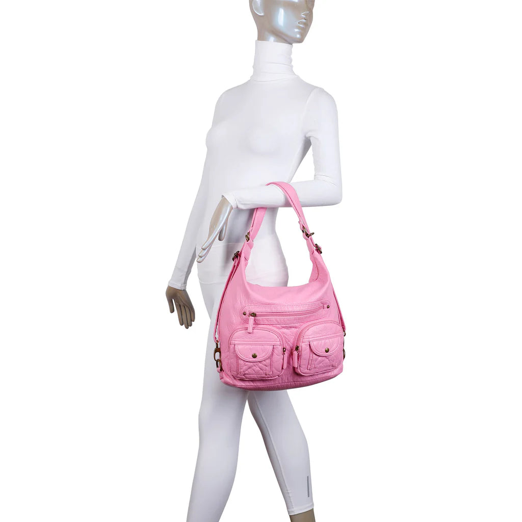 Convertible Crossbody Backpack - Bubble Gum Pink